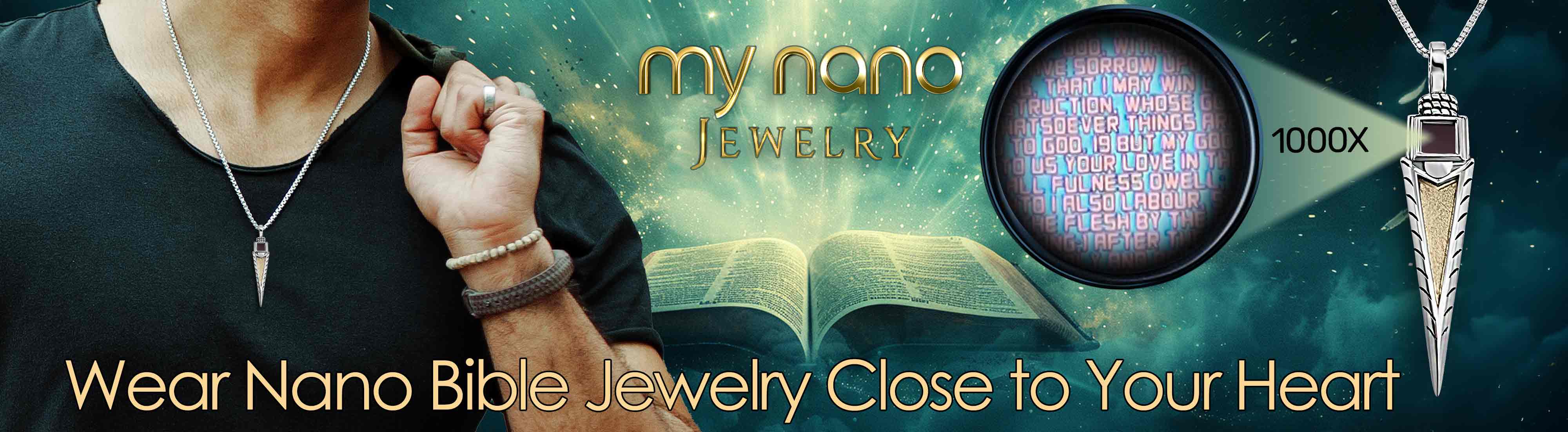 Christian Jewelry for Men - Arrow Pendant With Magnified Scripture Technology - My Nano Jewelry