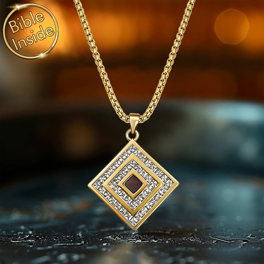 Unique Gifts Christmas - Luxurious Gold Pendant with Nano Bible Inside by Shlama
