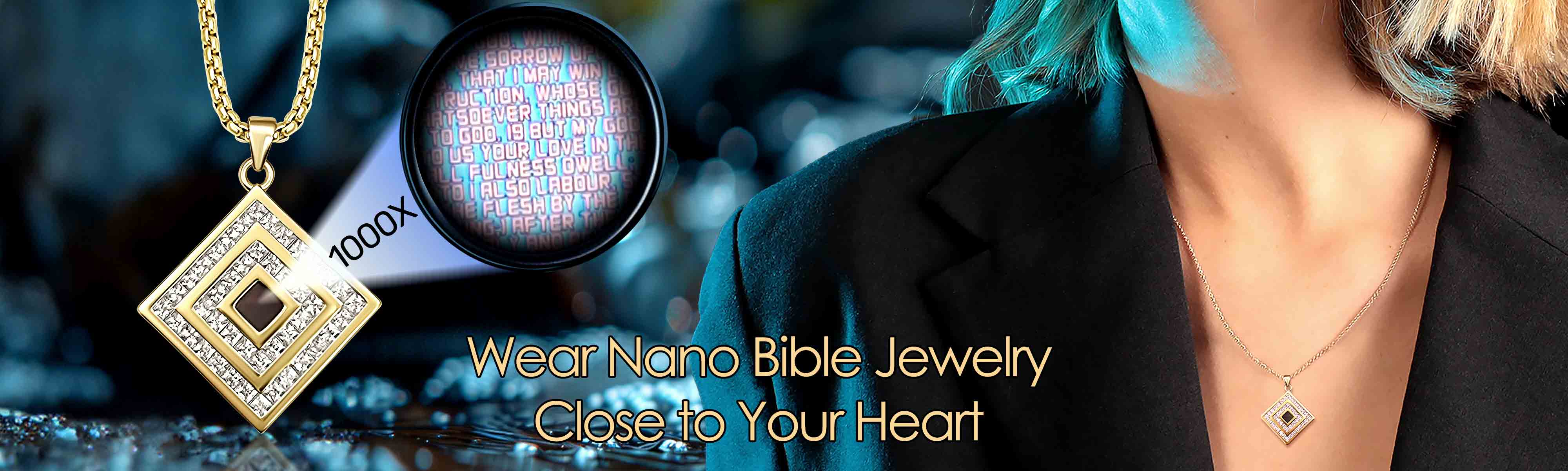 Nano Bible Jewelry Elegant Gold Bible Verse Jewelry Diamond Shape with Text - My Nano Jewelry