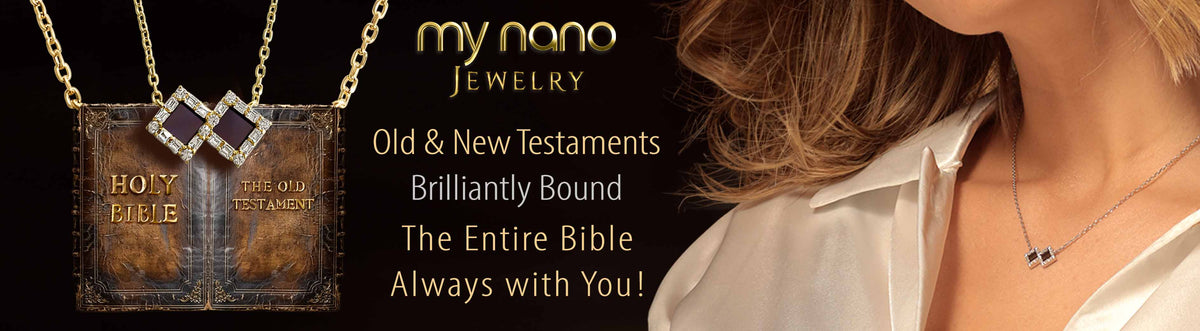 Gifts for Her Valentine's Day Complete Scripture Necklace featuring Entire Bible Content Technology