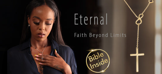 Bible Verse Jewelry Gold Cross Necklace For Women With Scripture Inside Eternal Collection | My Nano Jewelry