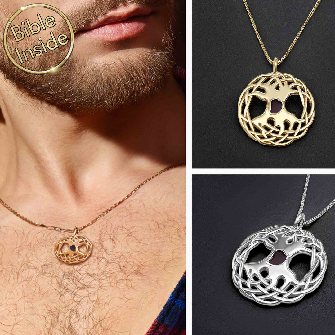 Celtic Tree Of Life Necklace for Men With Nano Bible - My Nano Jewelry
