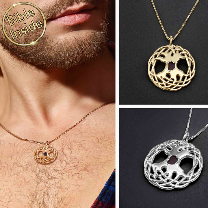 Celtic Tree Of Life Necklace for Men With Nano Bible - My Nano Jewelry