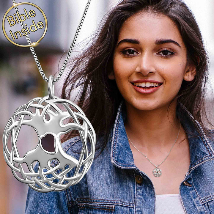 Celtic Tree Of Life Necklace for Women With Nano Bible - My Nano Jewelry