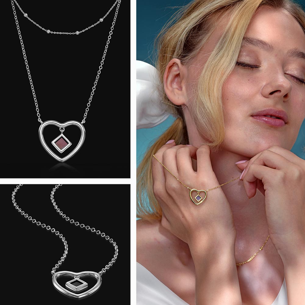 925 sterling silver heart necklace with nano Bible chip – Christian jewelry for women
