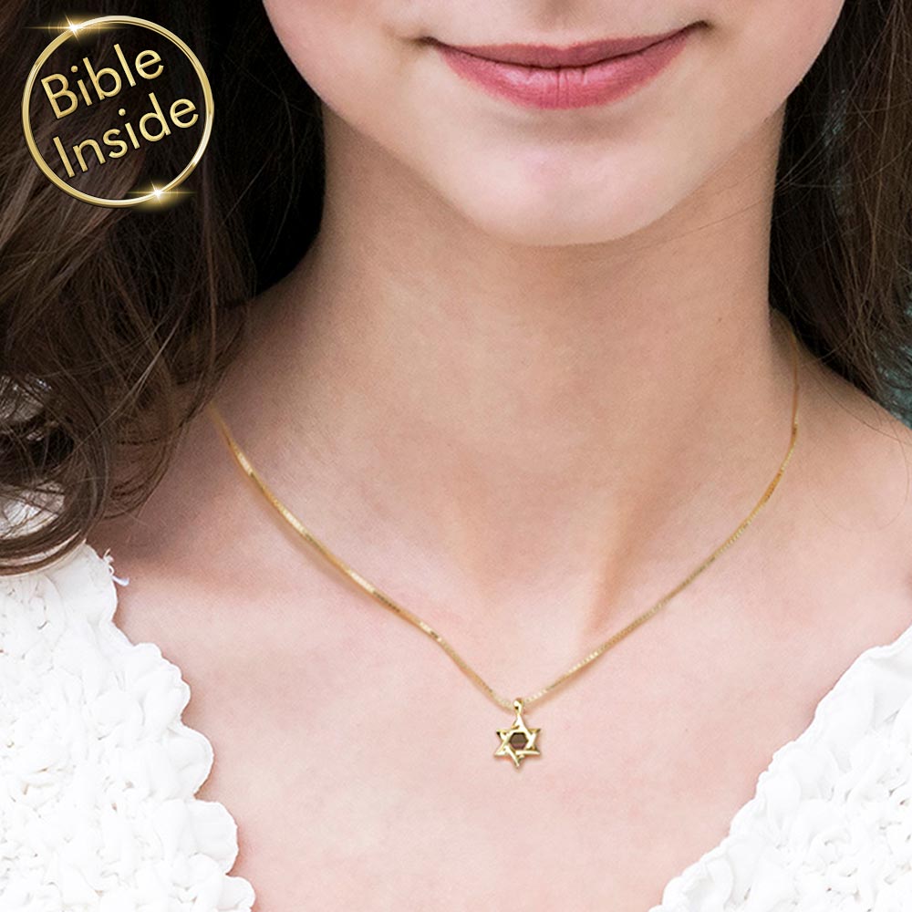 Christian gold necklace Star of David pendant – faith jewelry gift for women