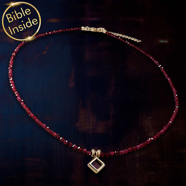 Women's positive Christian jewelry gift – rhombus pendant with nano Bible inside