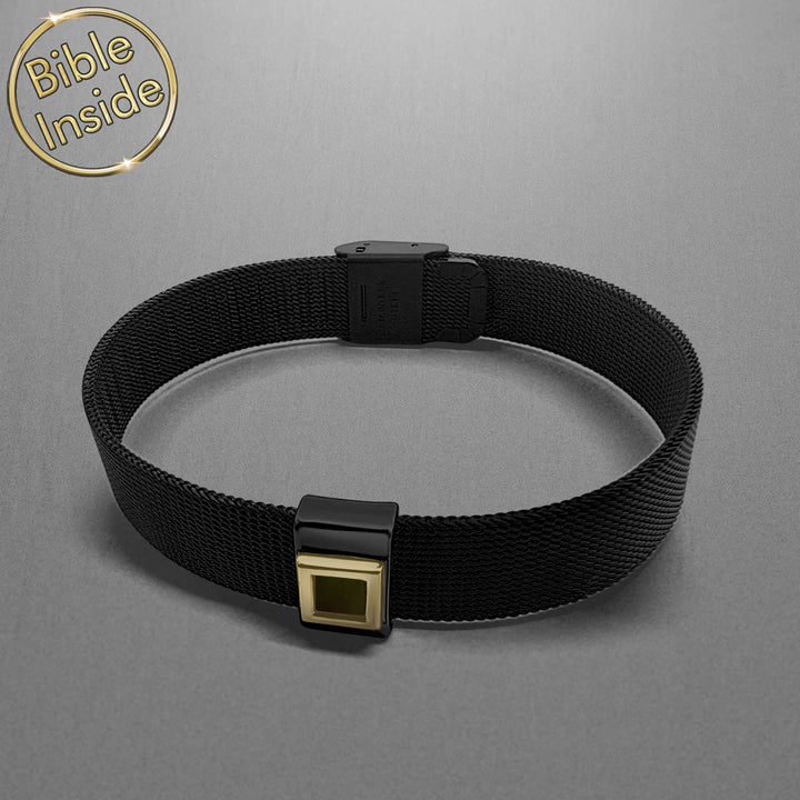 Unique Christian jewelry featuring Knox symbol and micro Bible for men