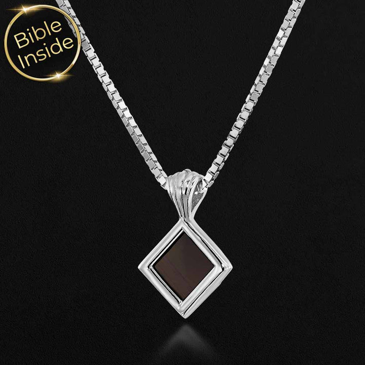 Mother's day jewelry fine necklace with geometric Christian pendant.