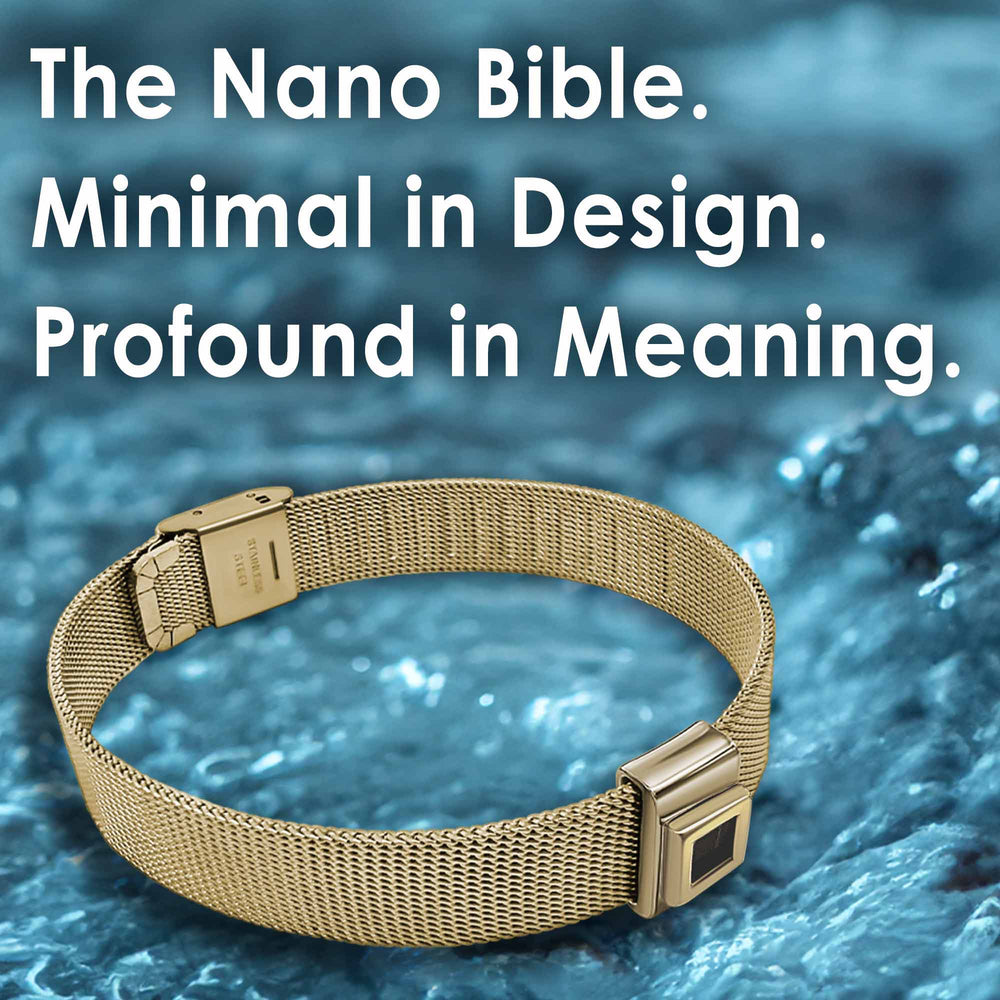Gold bracelet, best gift for him on Valentine's day with miniature Bible chip