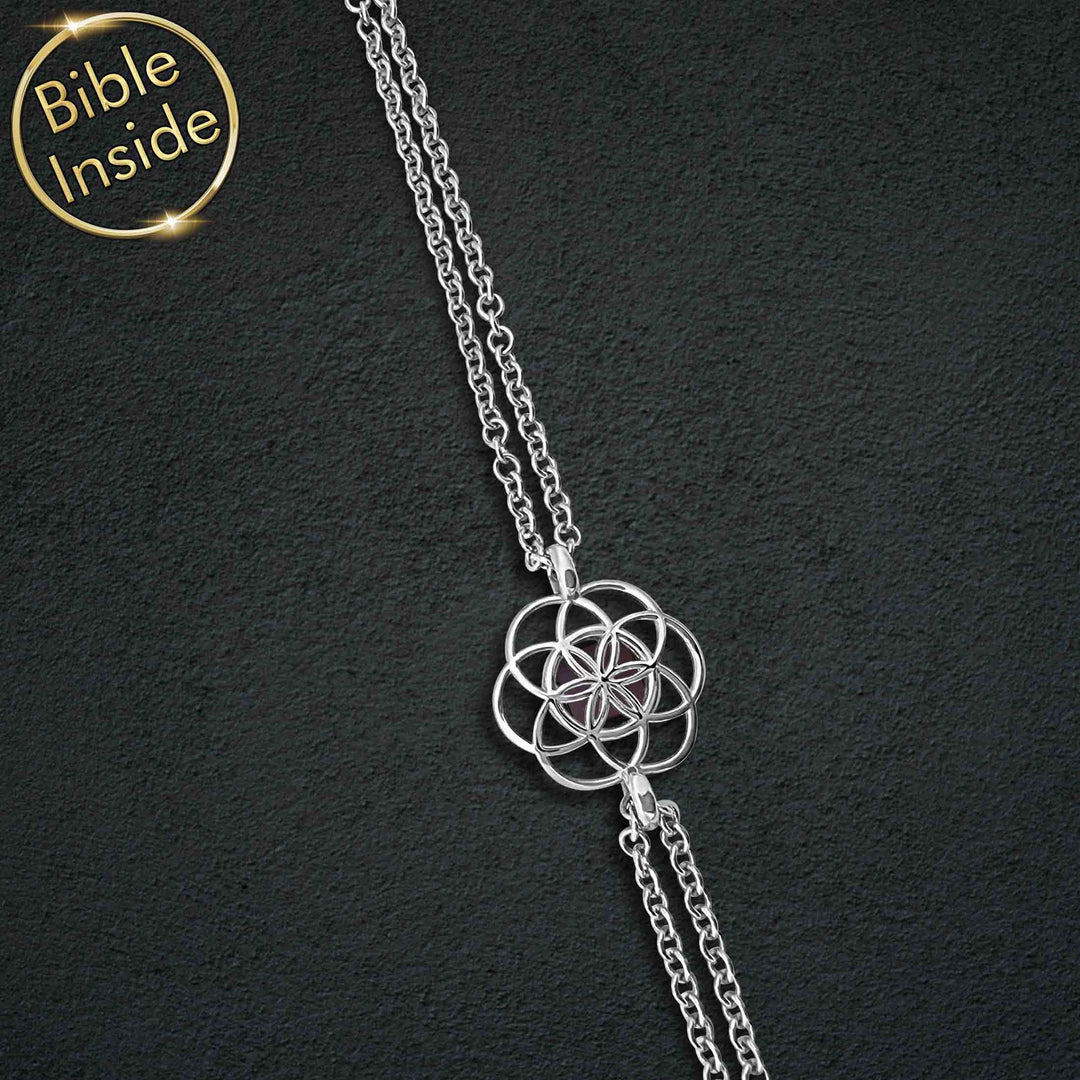 Best gift for Valentine day for girlfriend – seed of life nano Bible bracelet in white gold