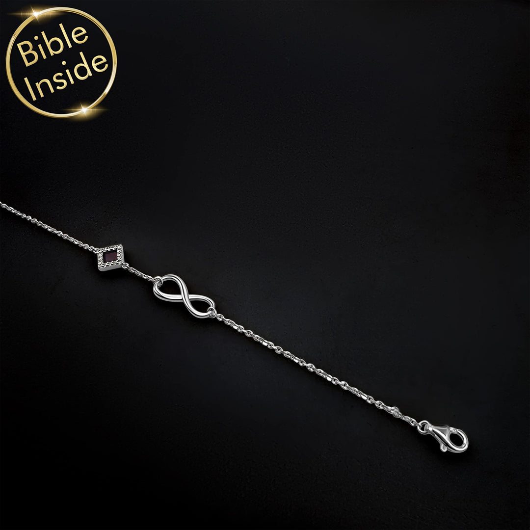 Best valentines day gift – minimalist infinity bracelet with Bible engraving for girls
