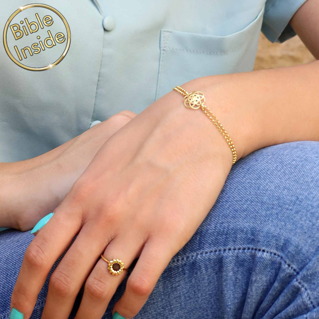 Best gift for Valentine day for girlfriend – minimalist Christian bracelet with Bible chip