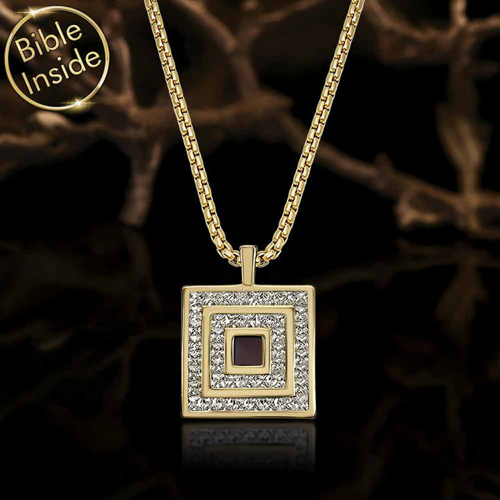 Valentine gift idea for boyfriend – geometric square pendant in gold