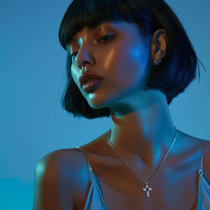 Bible cross necklace featuring tiny nano Bible chip for daily wear