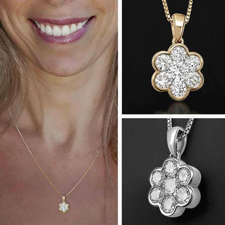 Bible gifts for women – diamond flower necklace with nano Bible chip