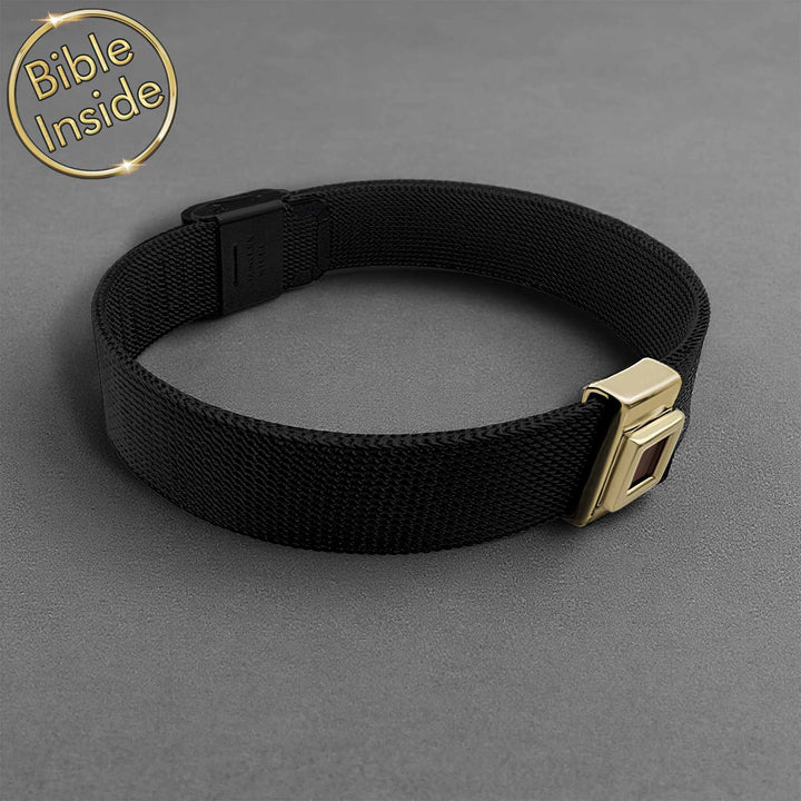 Gold finish Knox bracelet with nano Bible technology for men
