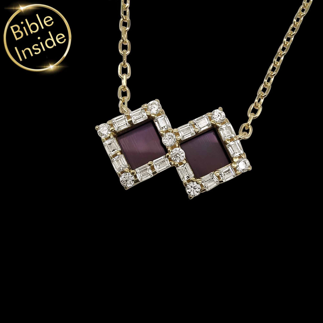 Gold nano Bible pendant featuring miniature scripture chip for daily wear