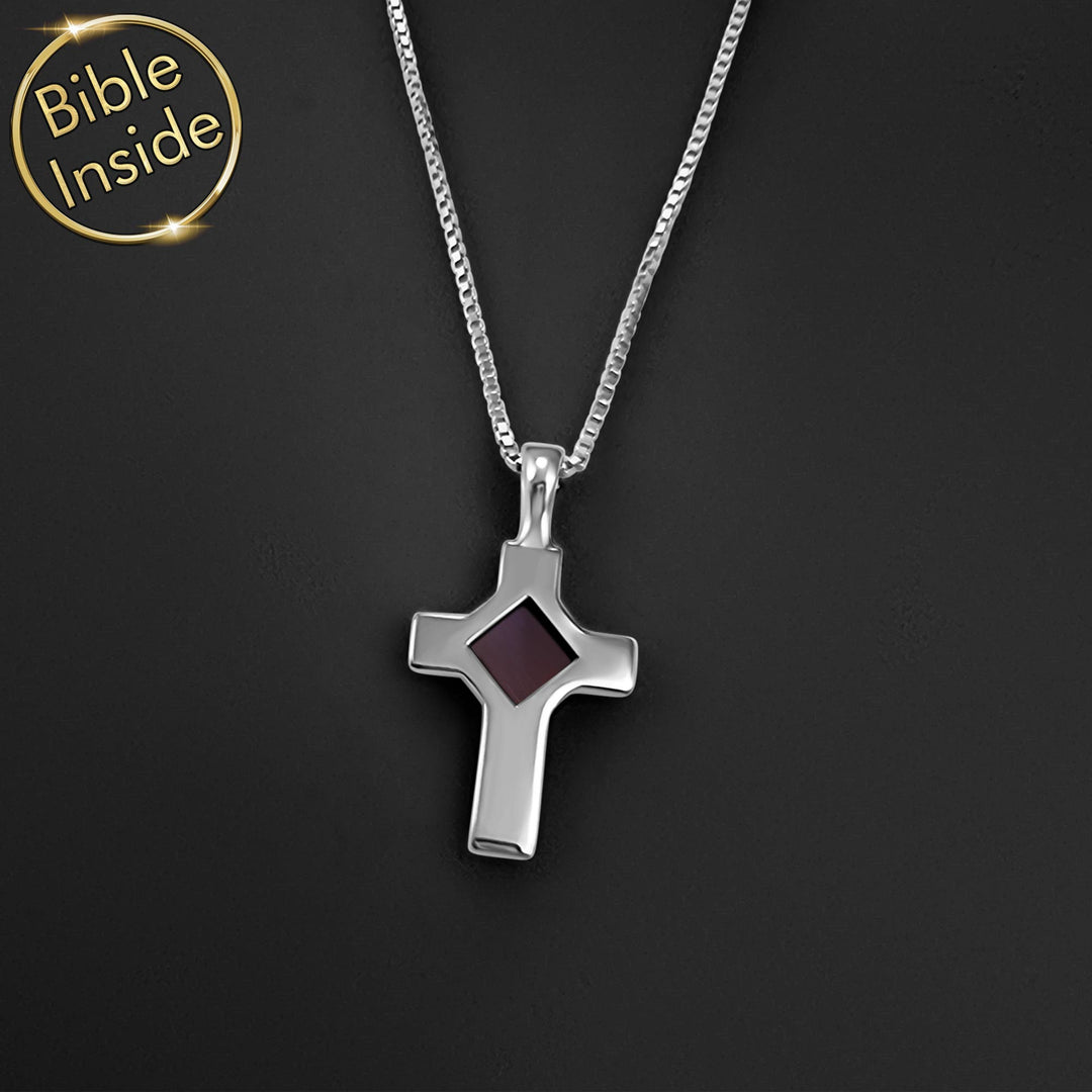 Simple cross Bible necklace for everyday Christian wear and devotion