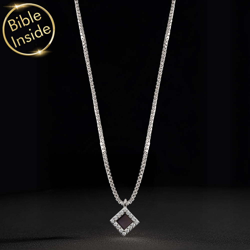 Rhombus pendant Bible gift for women with brilliant CZ accents