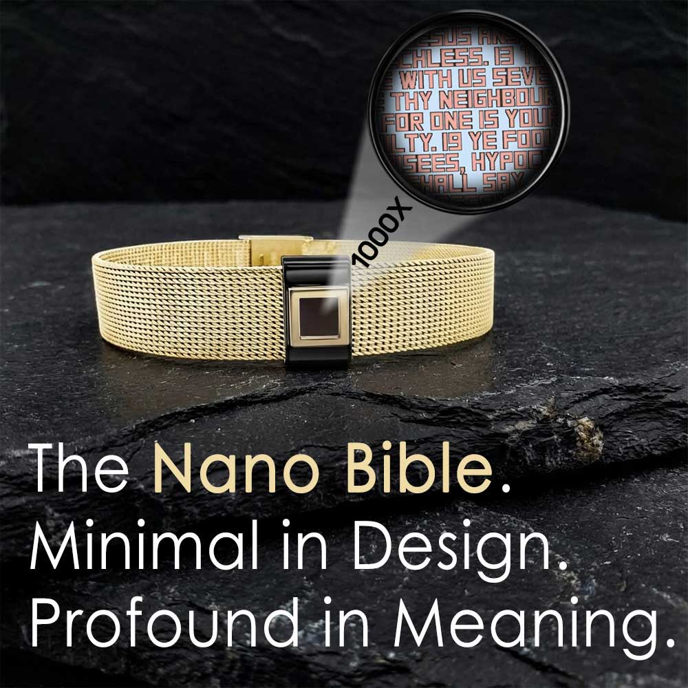 Men's biblical bracelet with gold accents and Scripture inside