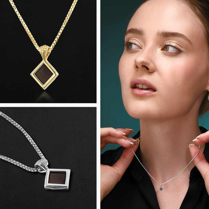Biblical gift for women rhombus pendant necklace with nano Bible technology