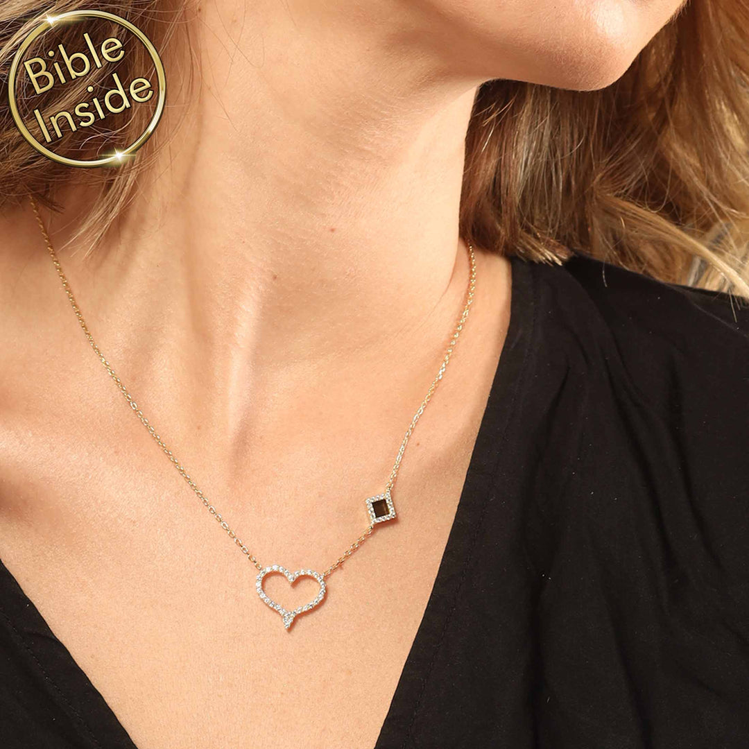 Heart charm Bible Jewelry necklace for everyday faith wear
