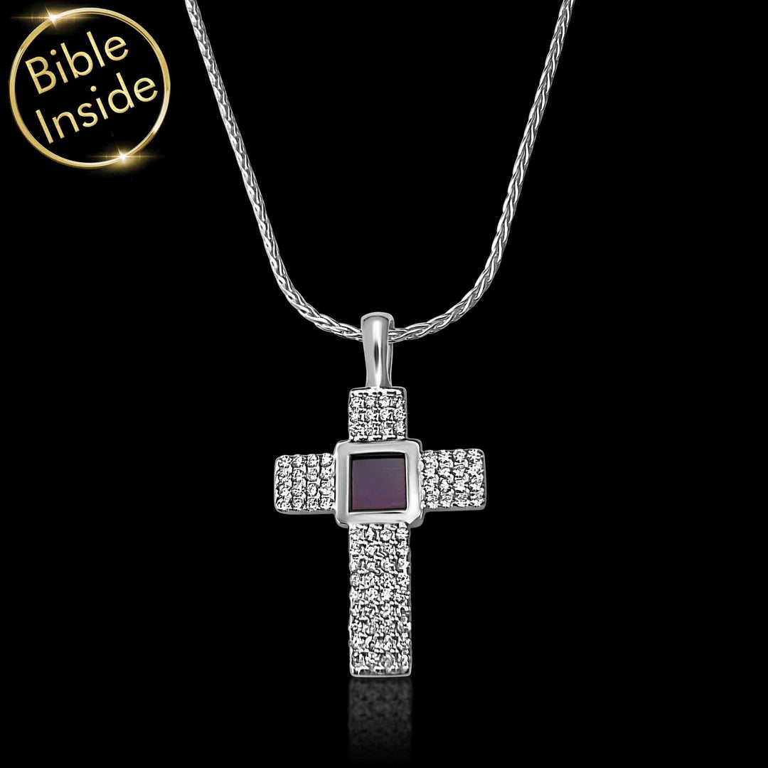 Cross for chain with nano Bible – Shlama Aurora design