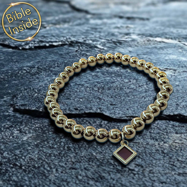 Christian friendship bracelet with scripture inside – gold Bubble-6 design