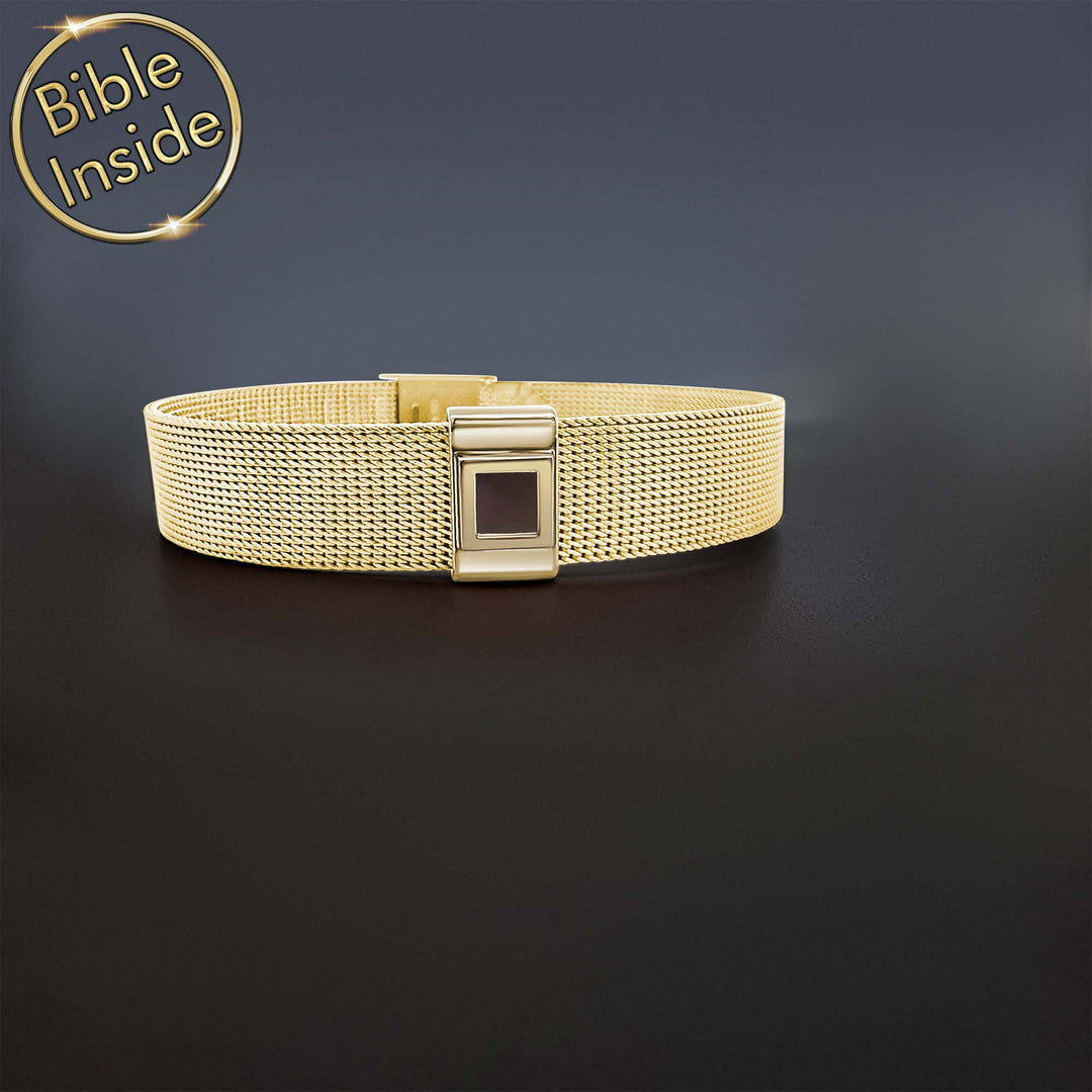 Knox bracelet with Bible verse gold finish — Shlama Christian mens jewelry