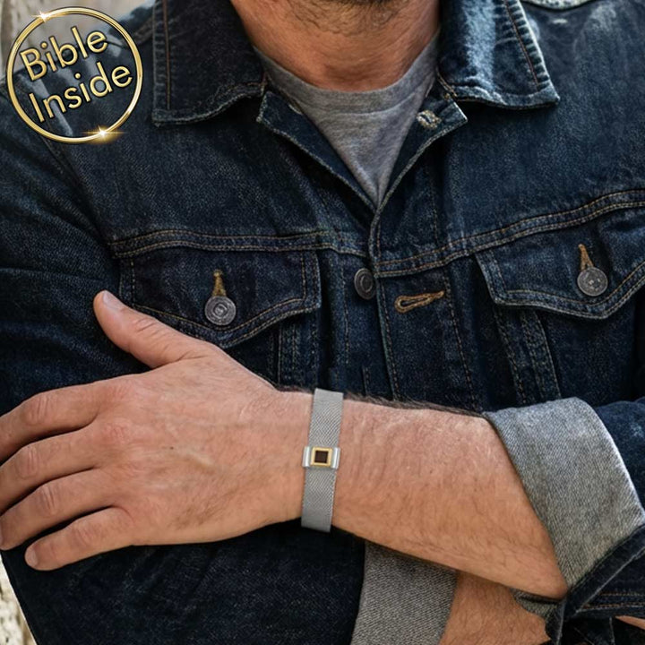 Mens scripture bracelet – Christian wristband with nano Bible inside