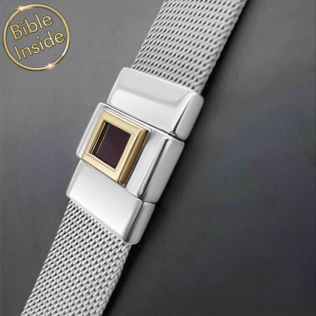 Christian bracelet Knox-3 stainless steel, nano Bible chip for men