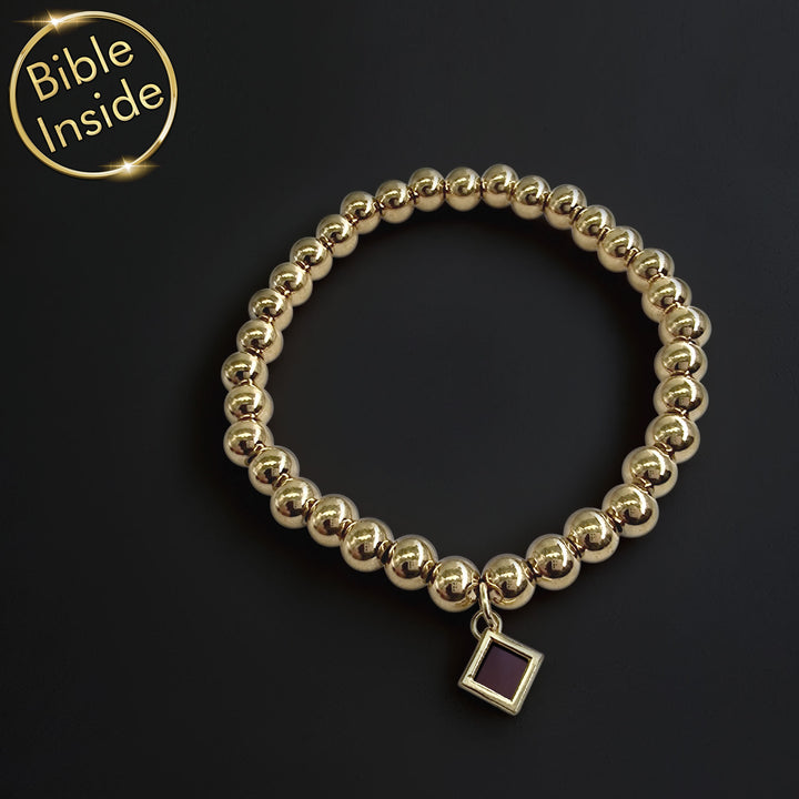 Gold Christian bracelet with scripture – nano Bible Bubble-6, Shlama