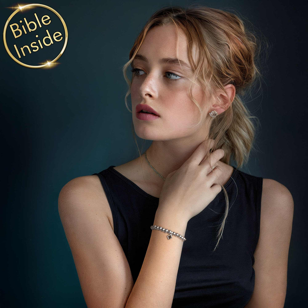 Christian bracelet with scripture – Bubble-6 silver nano Bible chip for women