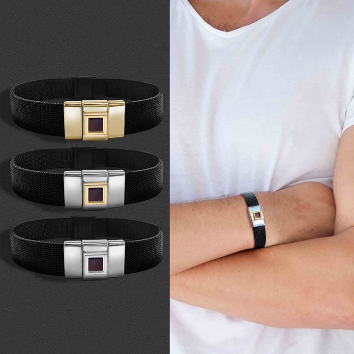 Christian gift for Christmas - men's stainless steel bracelet with nano Bible chip inside