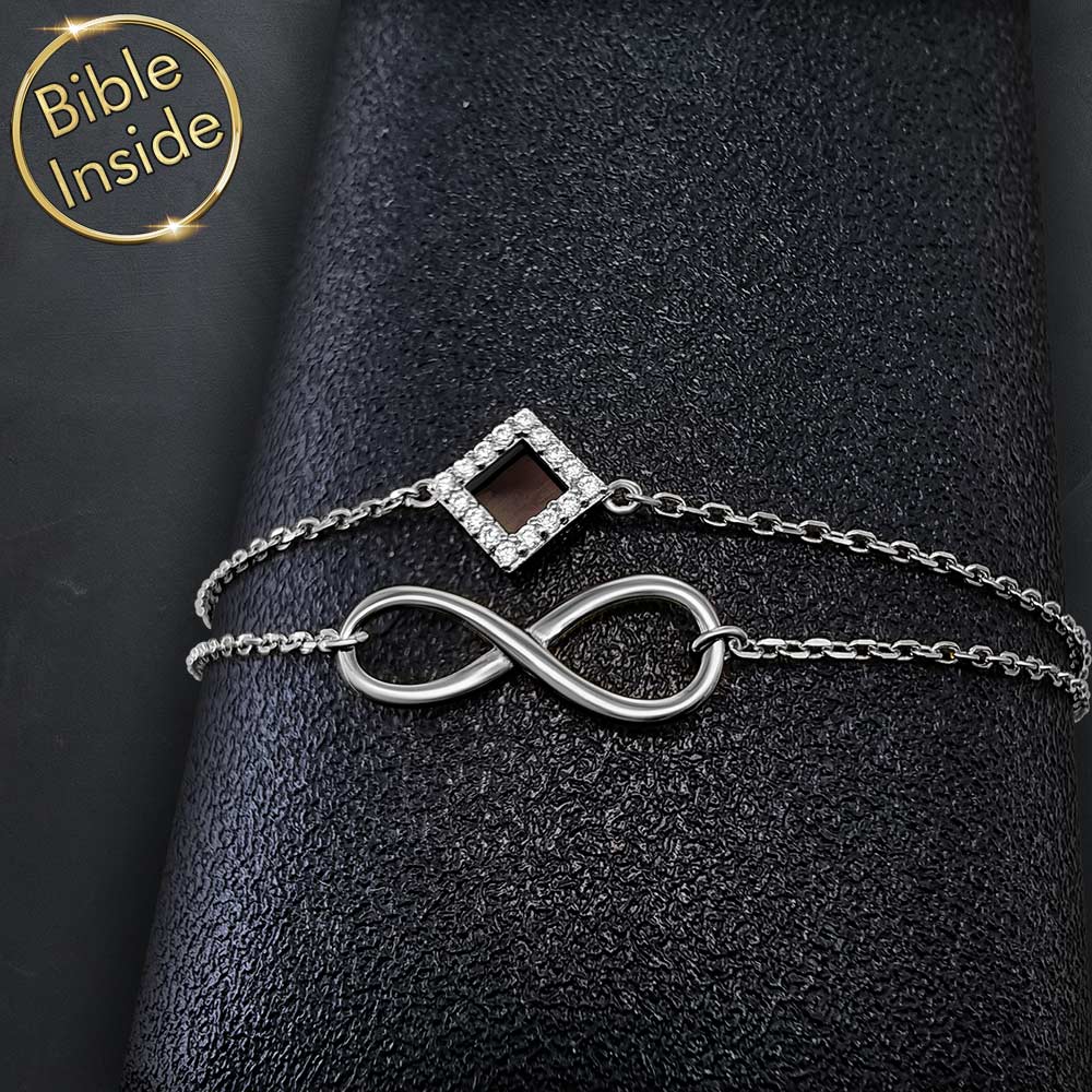 Christian gift for friend bracelet with rhombus in sterling silver