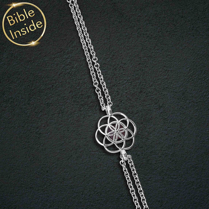 Christian birthday gift for friend – seed of life bracelet with nano Bible