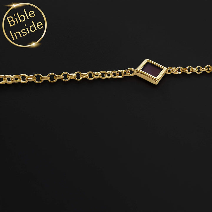 Gold gift for Christian woman featuring microscopic Bible technology