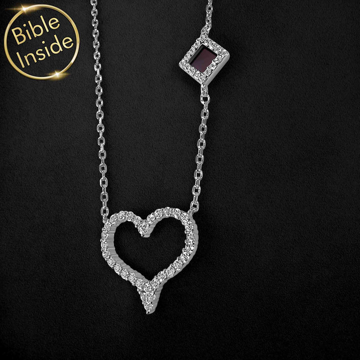 Heart Christian gift for woman necklace with silver pendant, everyday faith design