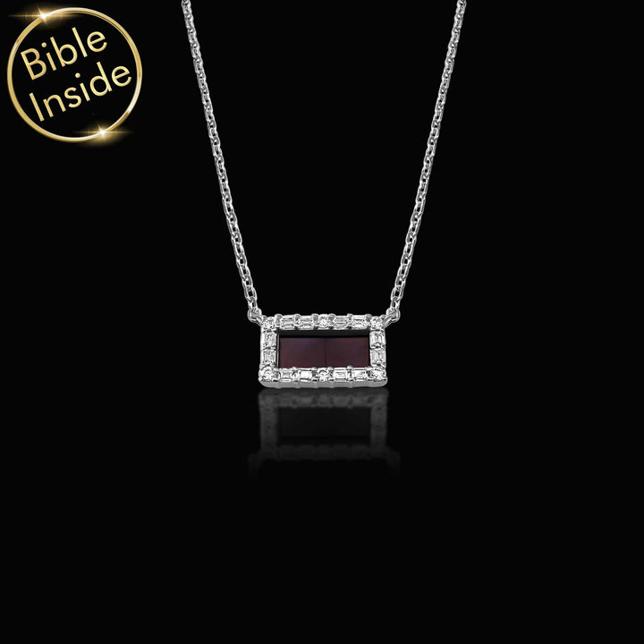 Rectangle pendant necklace for women, unique Christian gift