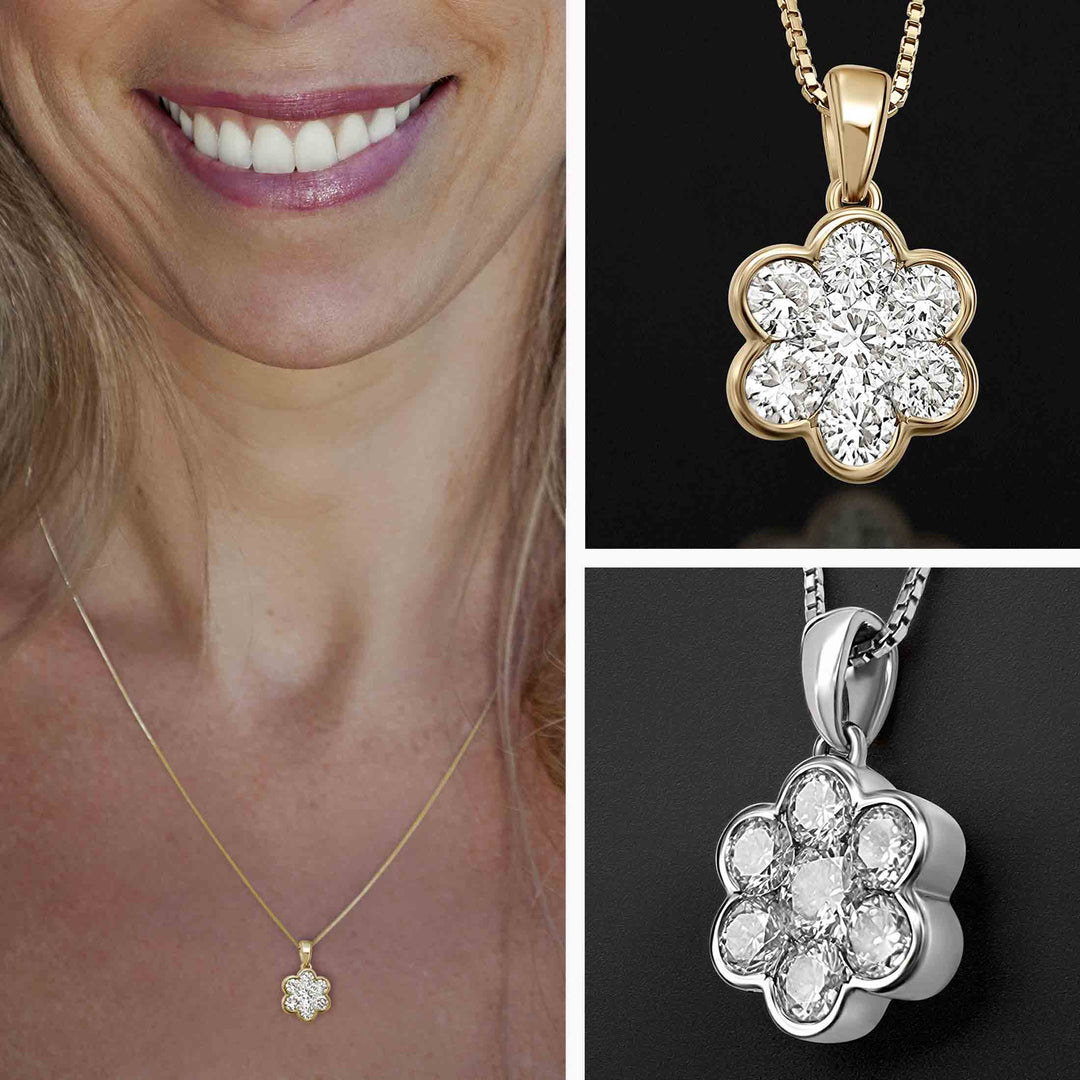 Christian gift diamond gladiolus necklace with nano Bible – elegant floral pendant