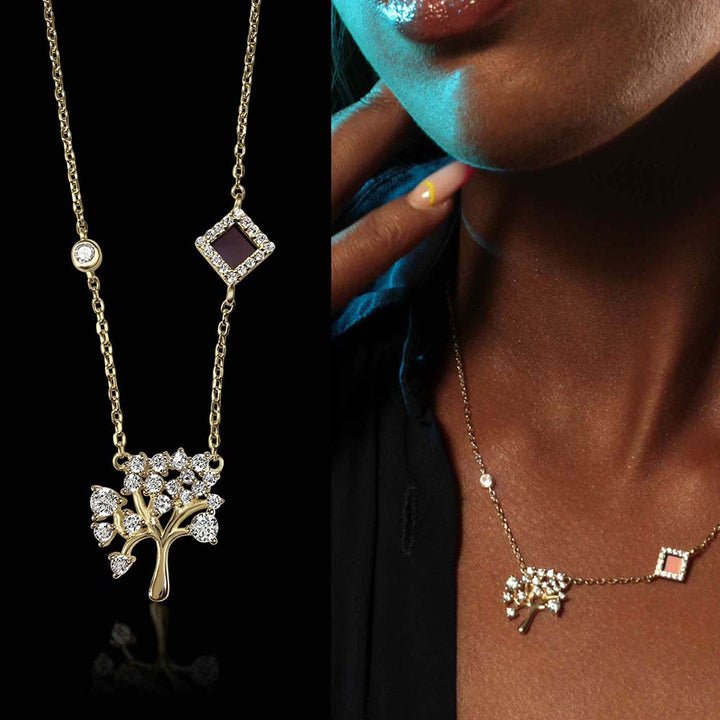 Christian gift necklace with tree of life pendant and nano Bible chip