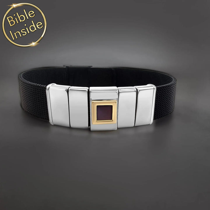 Modern Christmas gift for Christian men – stainless steel nano Bible bracelet