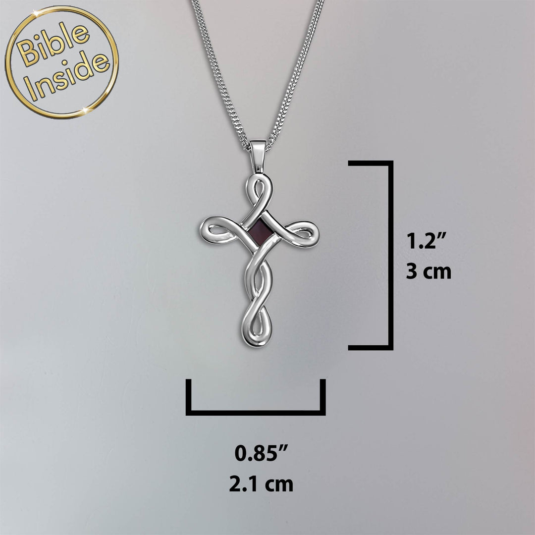 Minimalist Christian necklace for men in sterling silver with scripture inside
