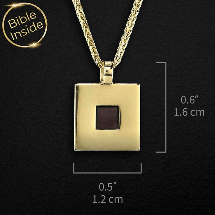 Elegant gold necklace for Christian men – nano Bible Cubo pendant