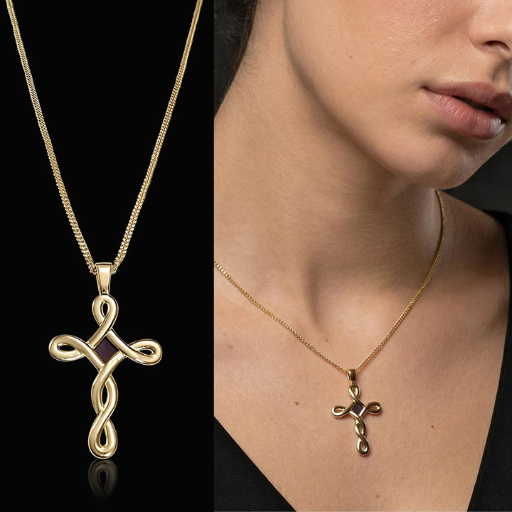 Christian gold necklace cross pendant – minimalist faith jewelry for women