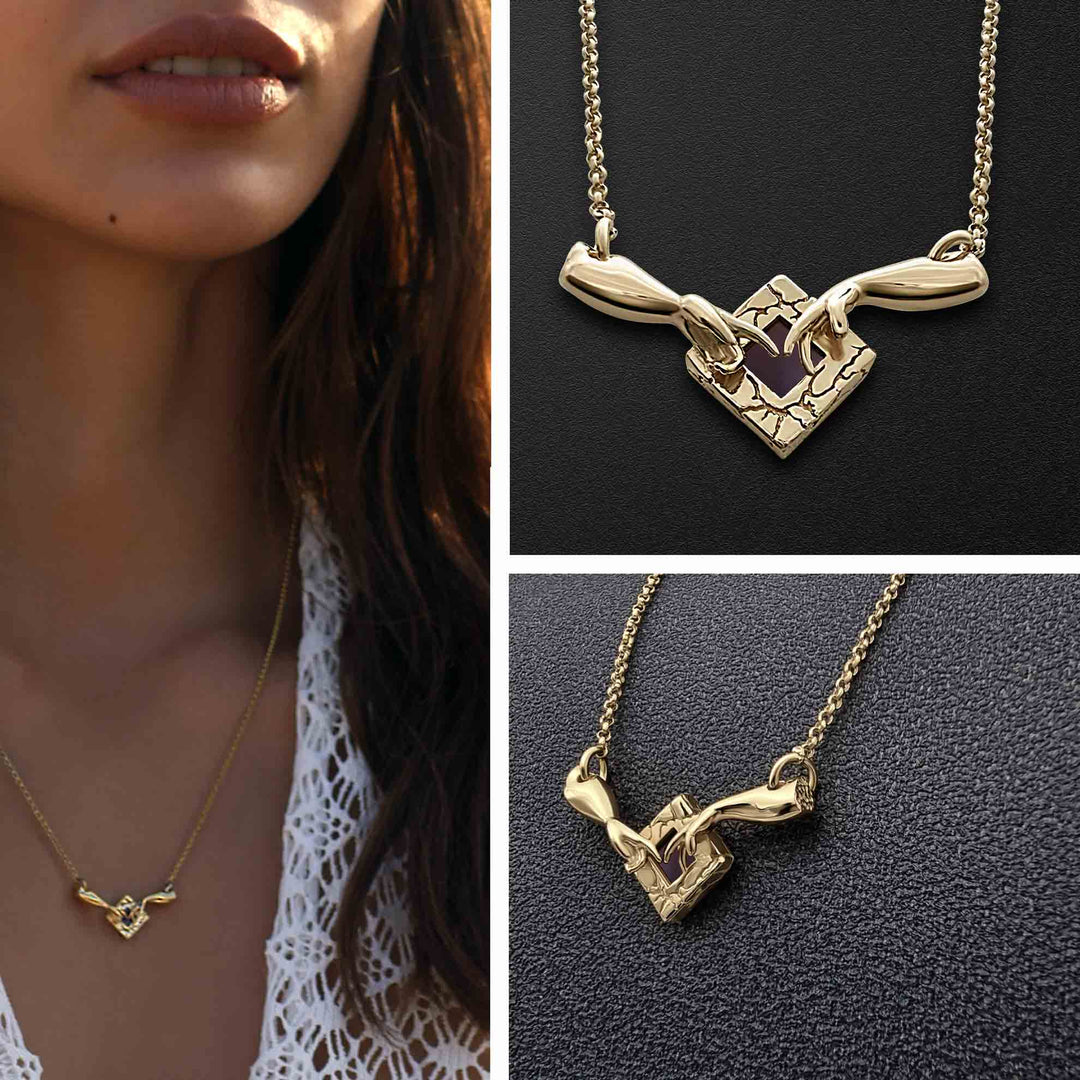 Christian gold necklace Genesis pendant with nano Bible chip for women
