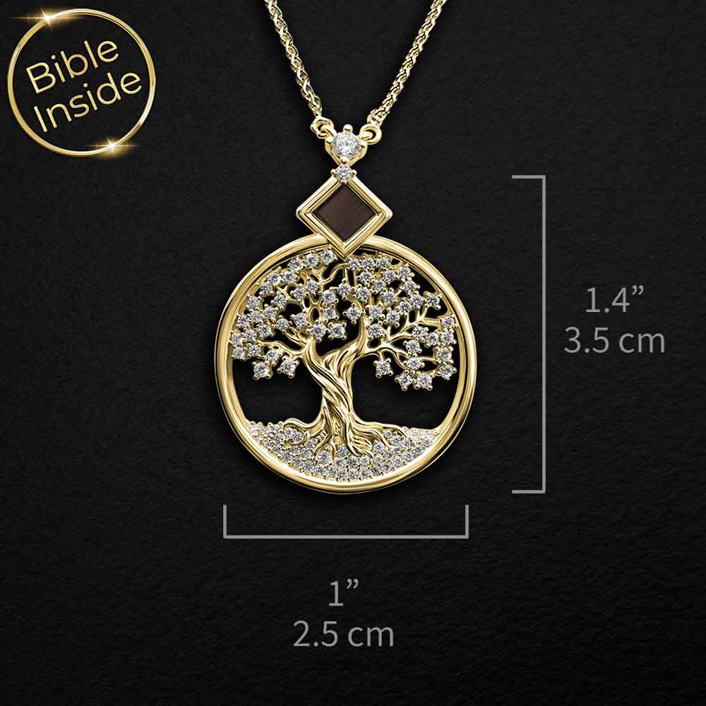 Gold necklace for Christian women – minimalist tree of life design, daily wear