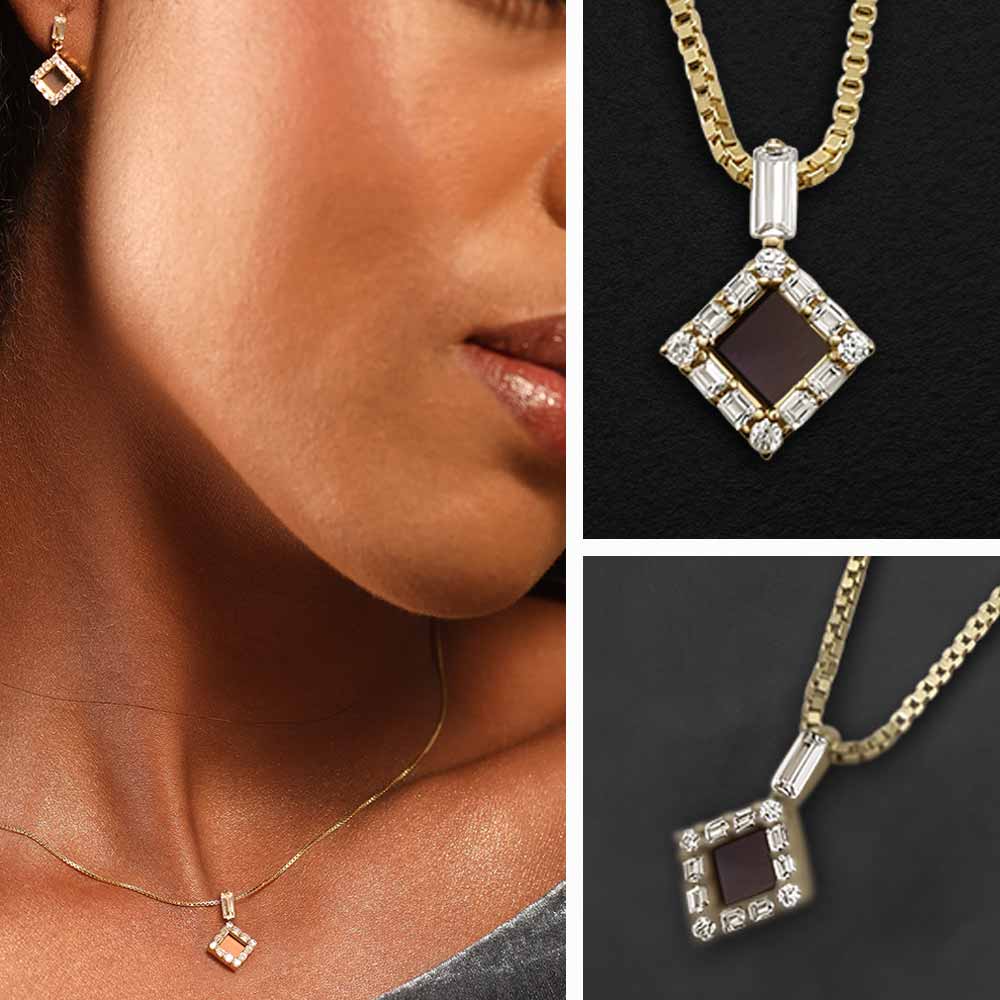 Christian gold necklace princess pendant with nano Bible chip inside
