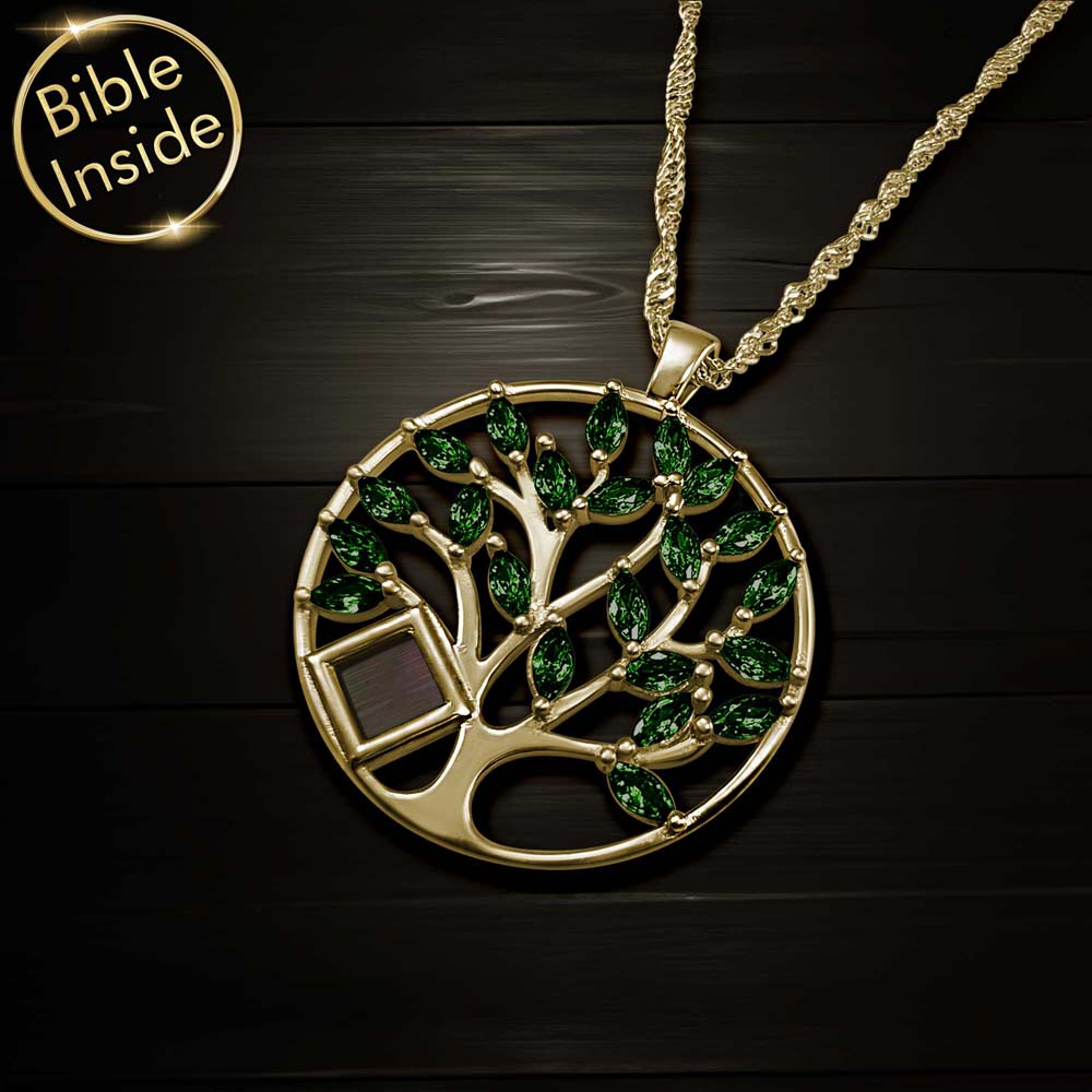 Women's Christian gold pendant with miniature Bible – timeless design